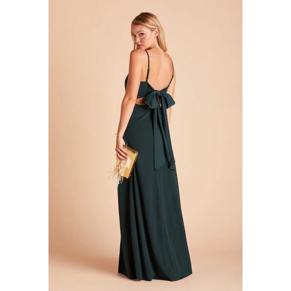 Birdy Grey Dresses & Skirts - NWT Birdy Grey Benny Tie Back Bridesmaid Dress Tank Neck Crepe Emerald Medium